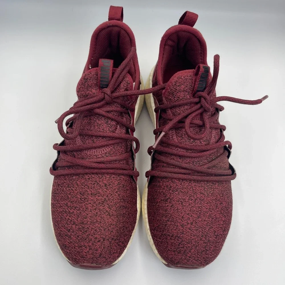 Puma NRGY Neko Knit Sneakers Men's Size 9.5 Burgundy Red Running Soft Foam Shoes
